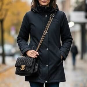 Calvin Klein Coat Jacket Women's SZ M Black Soft Shell Insulated Hood Detach